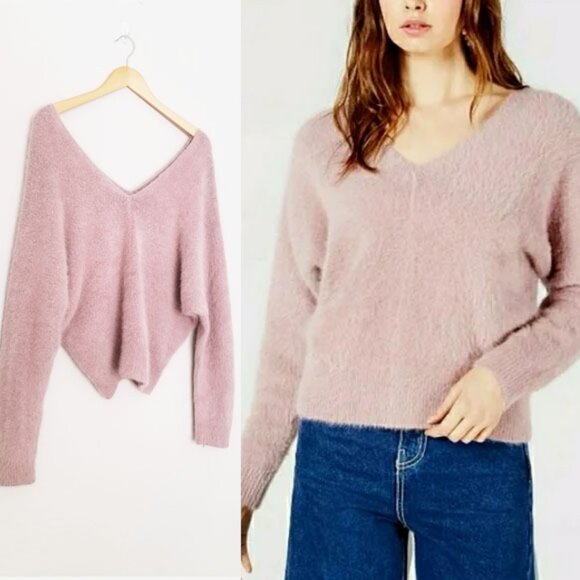 Sage The Label Dusty Lilac Angora Oversized V Neck Sweater Fairy Romantic XS - Picture 15 of 15